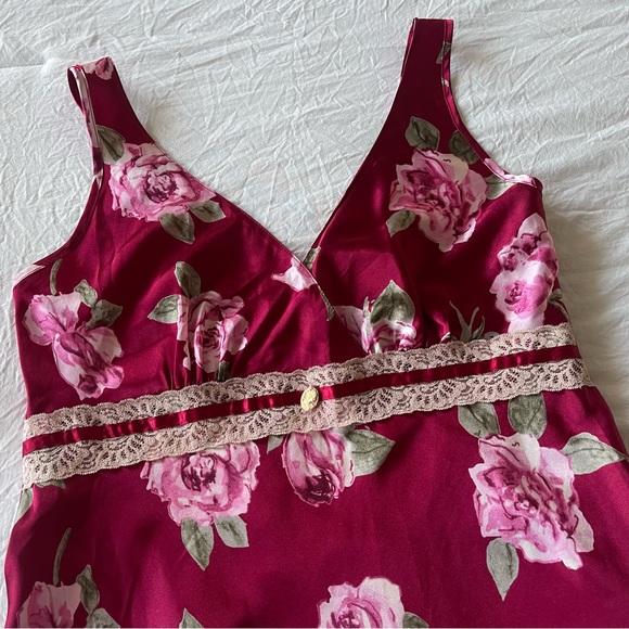 Vintage Slip Satin Silk Floral Lace Romantic Whimsical Sexy Coquette Fairy Dress - Picture 11 of 13